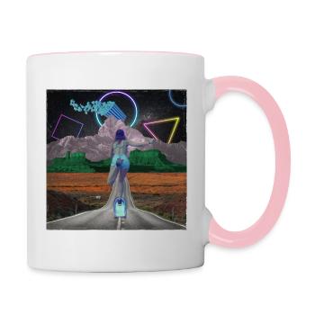 Skater Girl Pop Art Collage - Contrasting Mug - white/pink - Right
