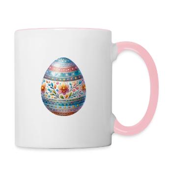 Very Detailed Easter Egg In Watercolor Style - Contrasting Mug - white/pink - Right