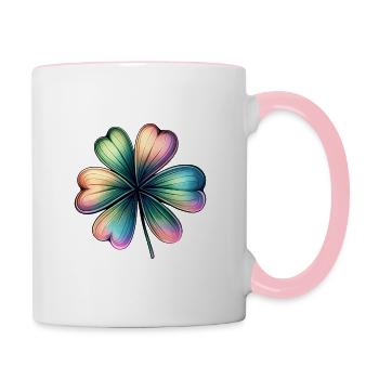 Trèfle brillant coloré de Saint Patrick - Mug contrasté - blanc/rose - Droite
