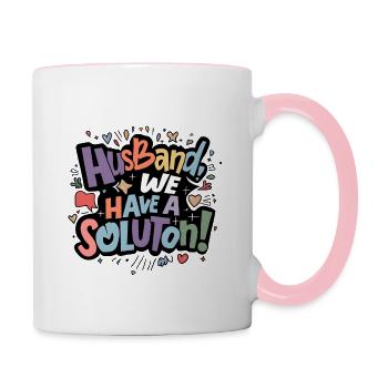 Mari, nous avons une solution - Mug contrasté - blanc/rose - Droite