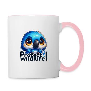 Schutz der Tierwelt Niedlicher blauer Arara (Ara) Tag der Erde - Tasse zweifarbig - Weiß/Pink - Rechts