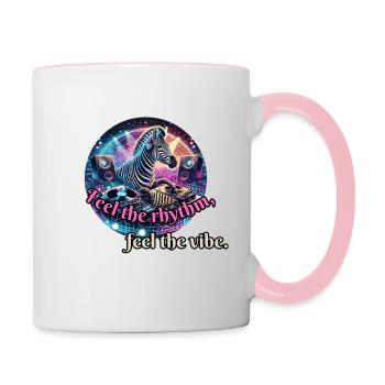 Feel the rhythm - Zebra at the DJ booth - Contrasting Mug - white/pink - Right