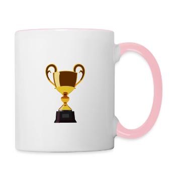 Fußball Trophäe - Tasse zweifarbig - Weiß/Pink - Rechts