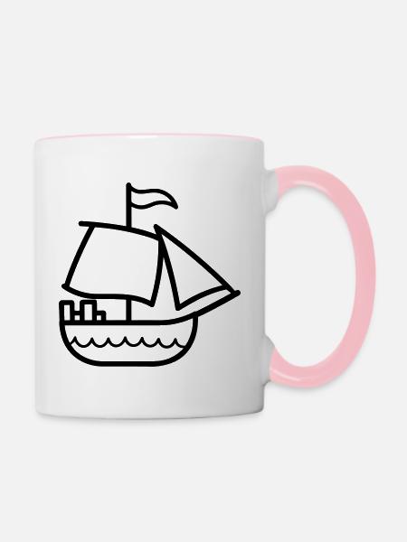 Piratenschiff - Tasse zweifarbig - Weiß/Pink