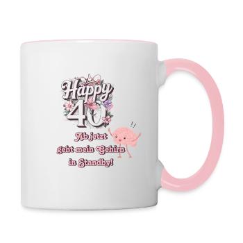 40. Geburtstag - Tasse zweifarbig - Weiß/Pink - Rechts