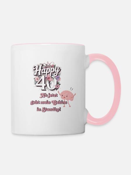 40th Birthday - Contrasting Mug - white/pink