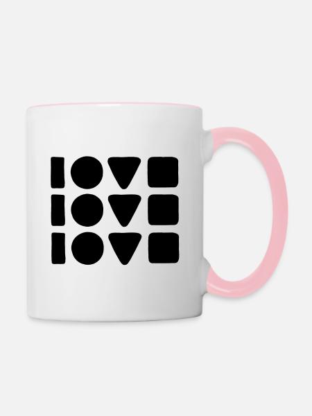 3x Liebe - Tasse zweifarbig - Weiß/Pink