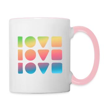 3x Liebe - Tasse zweifarbig - Weiß/Pink - Rechts
