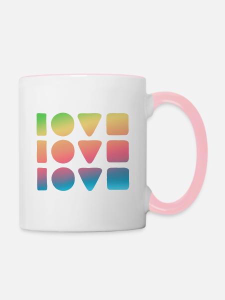 3x Amour - Mug contrasté - blanc/rose