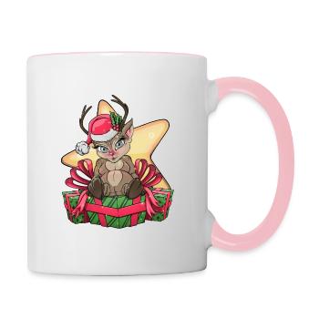 Rentier - Tasse zweifarbig - Weiß/Pink - Rechts