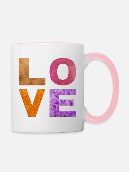 L O V E - Tasse zweifarbig - Weiß/Pink