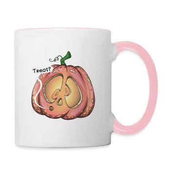 Alberner Kürbis, Leckerli? - Tasse zweifarbig - Weiß/Pink - Rechts