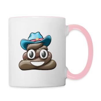 Cow Boy Haufen Kacke ab - Tasse zweifarbig - Weiß/Pink - Rechts