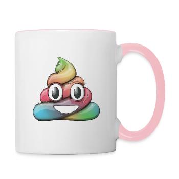 Regenbogen Haufen Kacke ab - Tasse zweifarbig - Weiß/Pink - Rechts