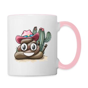 Western-Hut mit Pile off Poo in Pink - Tasse zweifarbig - Weiß/Pink - Rechts