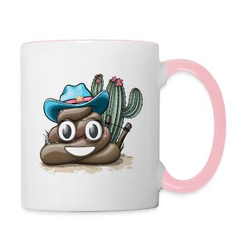 Western Pile off Poo blauer Hut - Tasse zweifarbig - Weiß/Pink - Rechts