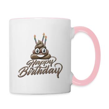 Happy birthday Poo with three candles - Contrasting Mug - white/pink - Right