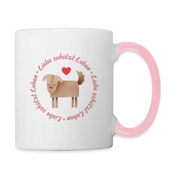 Love protects life – dog - Contrasting Mug - white/pink - Right