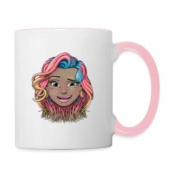 Reva Prisma Grinsendes Gesicht mit Schweißgesicht - Tasse zweifarbig - Weiß/Pink - Rechts