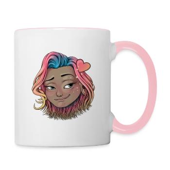 Reva Prisma flirting face with heart - Contrasting Mug - white/pink - Right