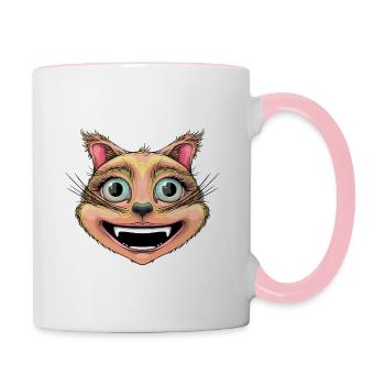 chat roux heureux - Mug contrasté - blanc/rose - Droite