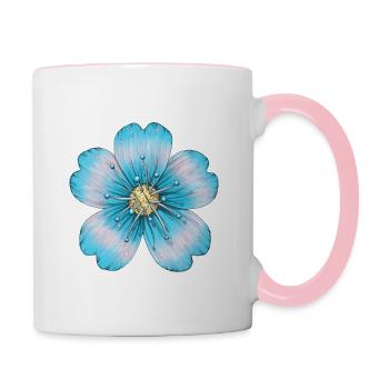 Light blue flower - Contrasting Mug - white/pink - Right