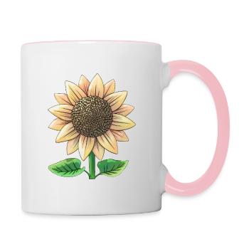 Sonnenblume - Tasse zweifarbig - Weiß/Pink - Rechts