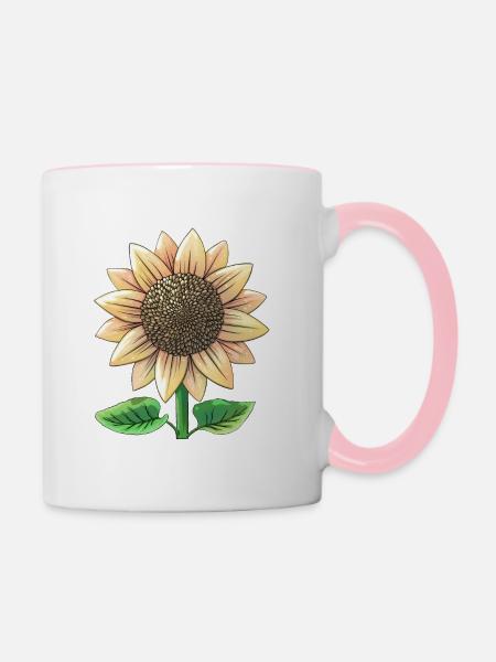 Sonnenblume - Tasse zweifarbig - Weiß/Pink