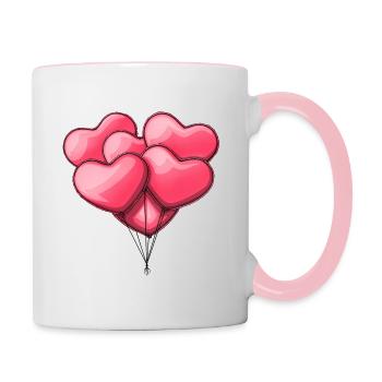 Red heart shaped balloons - Contrasting Mug - white/pink - Right