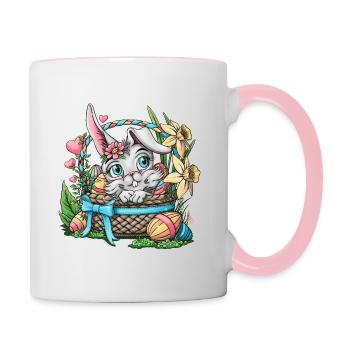 Easter bunny in a basket - Contrasting Mug - white/pink - Right