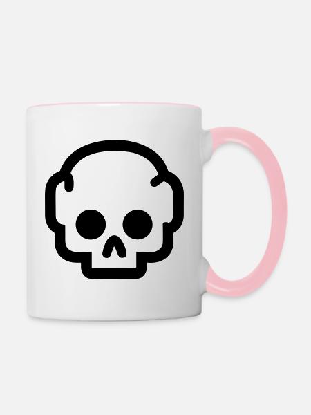 Schädel - Tasse zweifarbig - Weiß/Pink