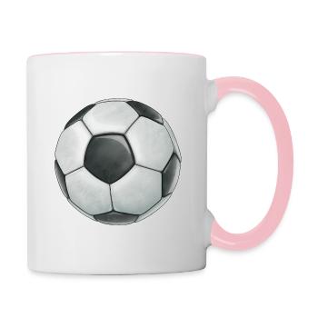 Fußball - Tasse zweifarbig - Weiß/Pink - Rechts
