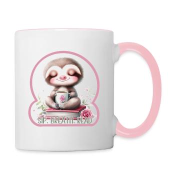 Paresseux de lecture relaxant - Cozy Book Lover Design - Mug contrasté - blanc/rose - Droite