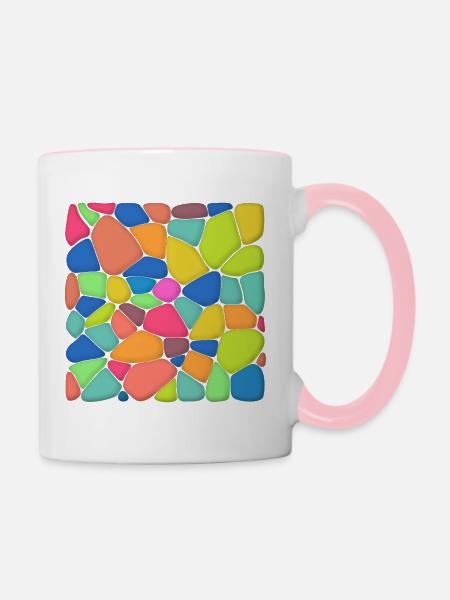 stone mosaic - Tasse zweifarbig - Weiß/Pink