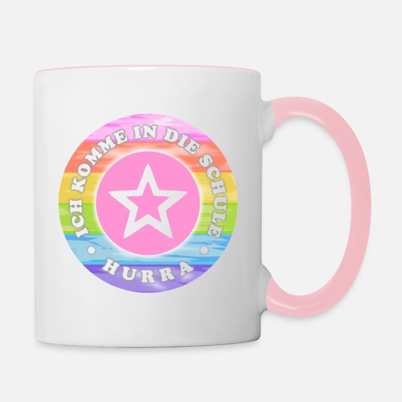Ich komme in die Schule Mädchen Einschulung - Tasse zweifarbig - Weiß/Pink