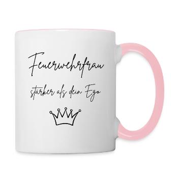 Firefighter: stronger than your ego - Contrasting Mug - white/pink - Right