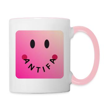 Friendly Antifa Pink | Gradient Smile Typo - Contrasting Mug - white/pink - Right