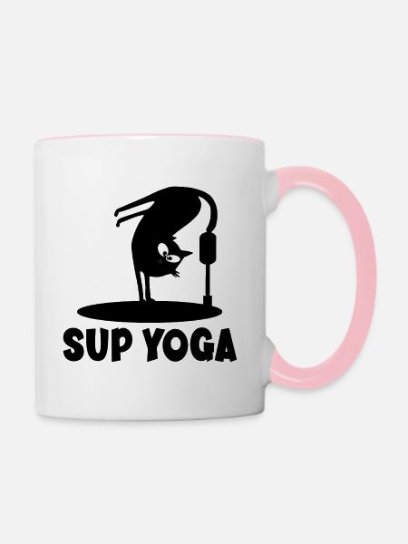 Sup Cat Yoga - Tasse zweifarbig - Weiß/Pink