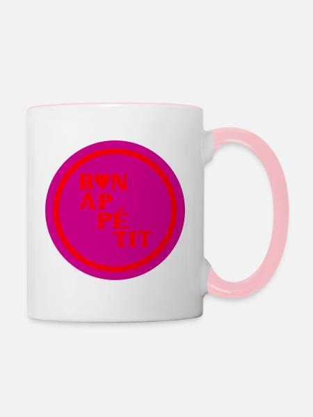 Guten Appetit - Tasse zweifarbig - Weiß/Pink