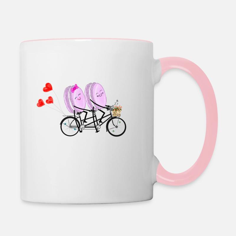 Macarons on a two-wheeler - Contrasting Mug - white/pink