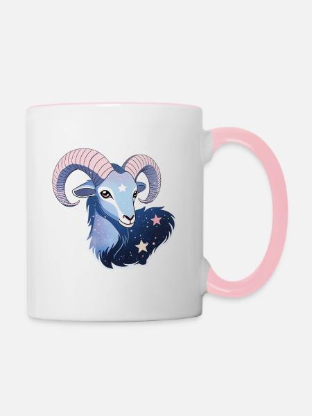 Sternzeichen Steinbock - Tasse zweifarbig - Weiß/Pink