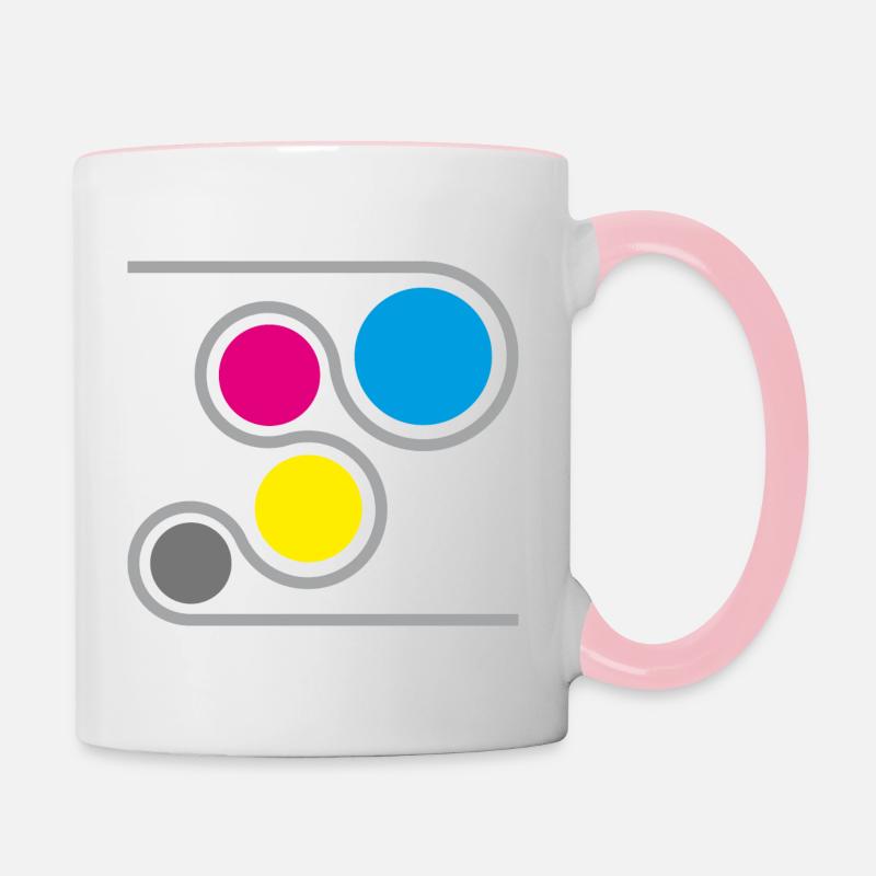 Drucker CMYK Grafik - Tasse zweifarbig - Weiß/Pink