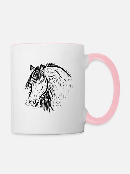 Pferd - Tasse zweifarbig - Weiß/Pink