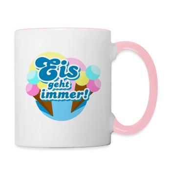 Eis geht immer! - Tasse zweifarbig - Weiß/Pink - Rechts