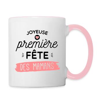 Joyeuse premiere fête de mamans - cadeau maman - Mug contrasté - blanc/rose - Droite