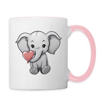 Elefant mit Herz - Tasse zweifarbig - Weiß/Pink - Rechts