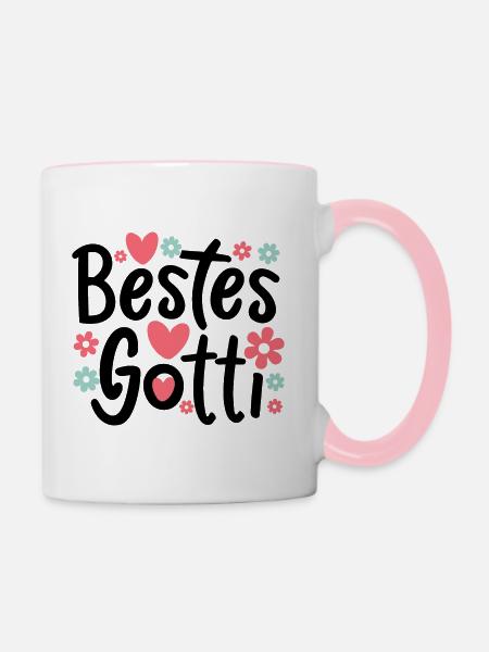 Bestes Gotti - Tasse zweifarbig - Weiß/Pink