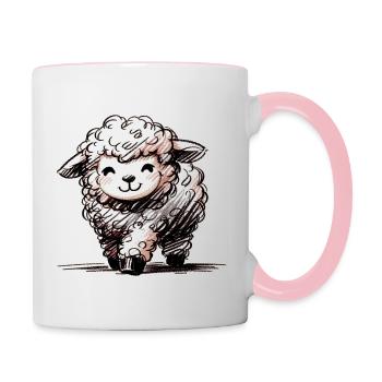 Schäfchen - Tasse zweifarbig - Weiß/Pink - Rechts
