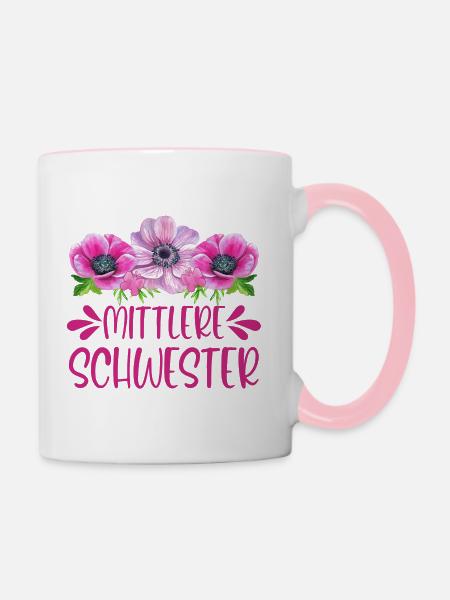 Mittlere Schwester - Tasse zweifarbig - Weiß/Pink