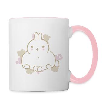 Süßes Häschen - Tasse zweifarbig - Weiß/Pink - Rechts